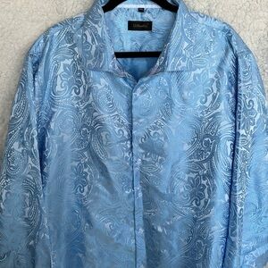 Diba Light Blue Paisley Silk Dress Shirt